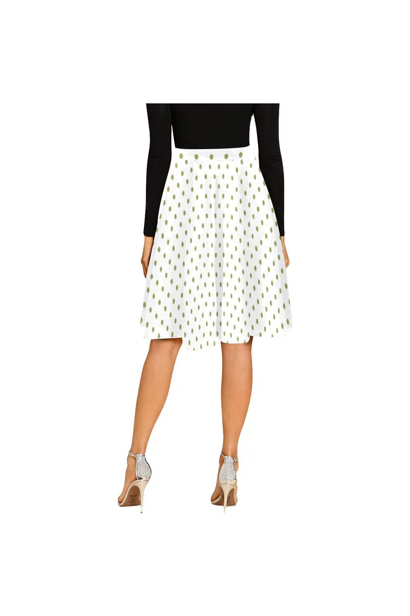 Pepper Green Polka-dot Melete Pleated Midi Skirt