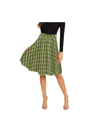 Pepper Stem PLaid  Melete Pleated Midi Skirt