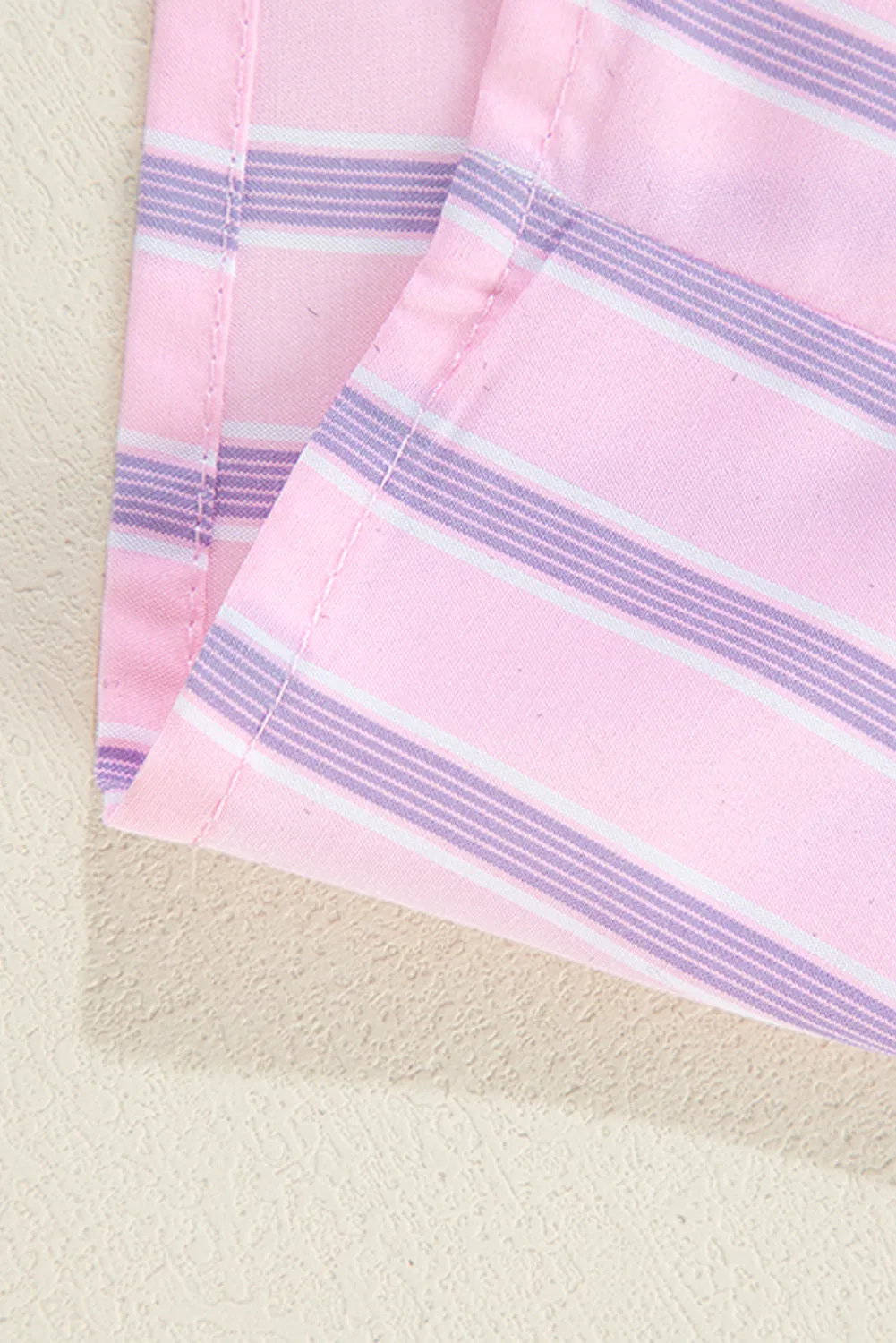 Pink Casual Stripe Chest Pocket Shirt