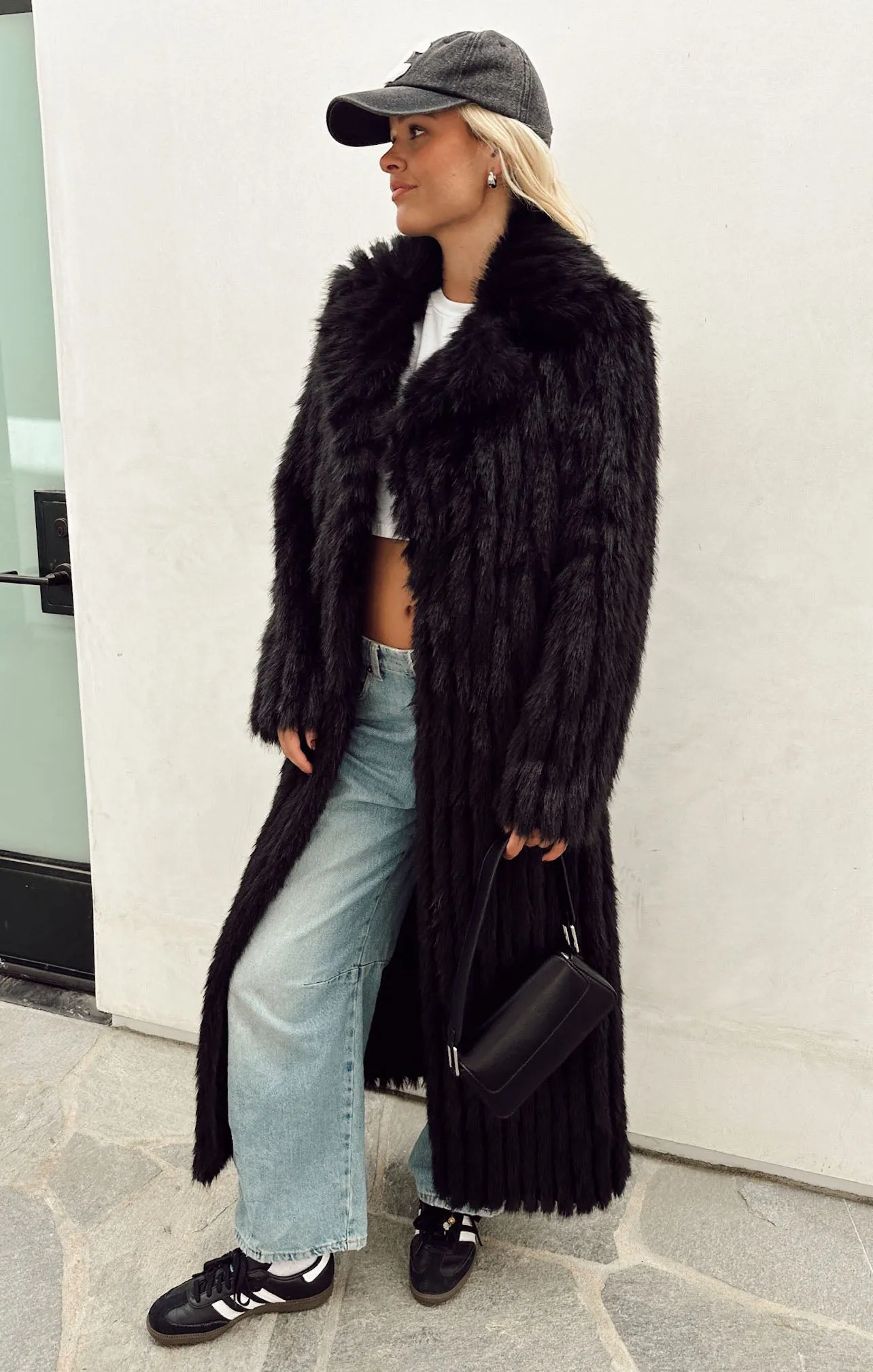 Plaza Coat ~ Black Faux Fur