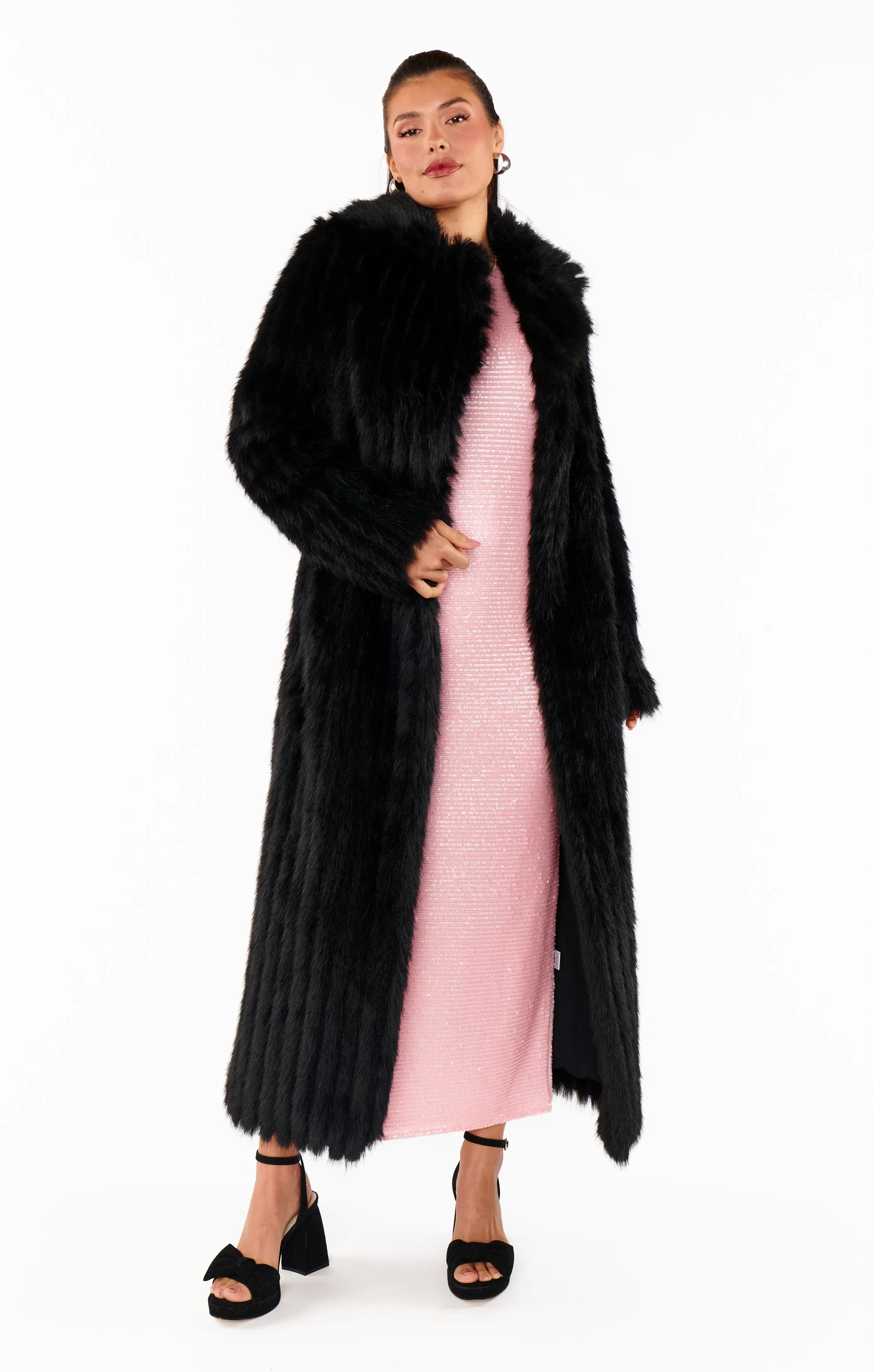 Plaza Coat ~ Black Faux Fur