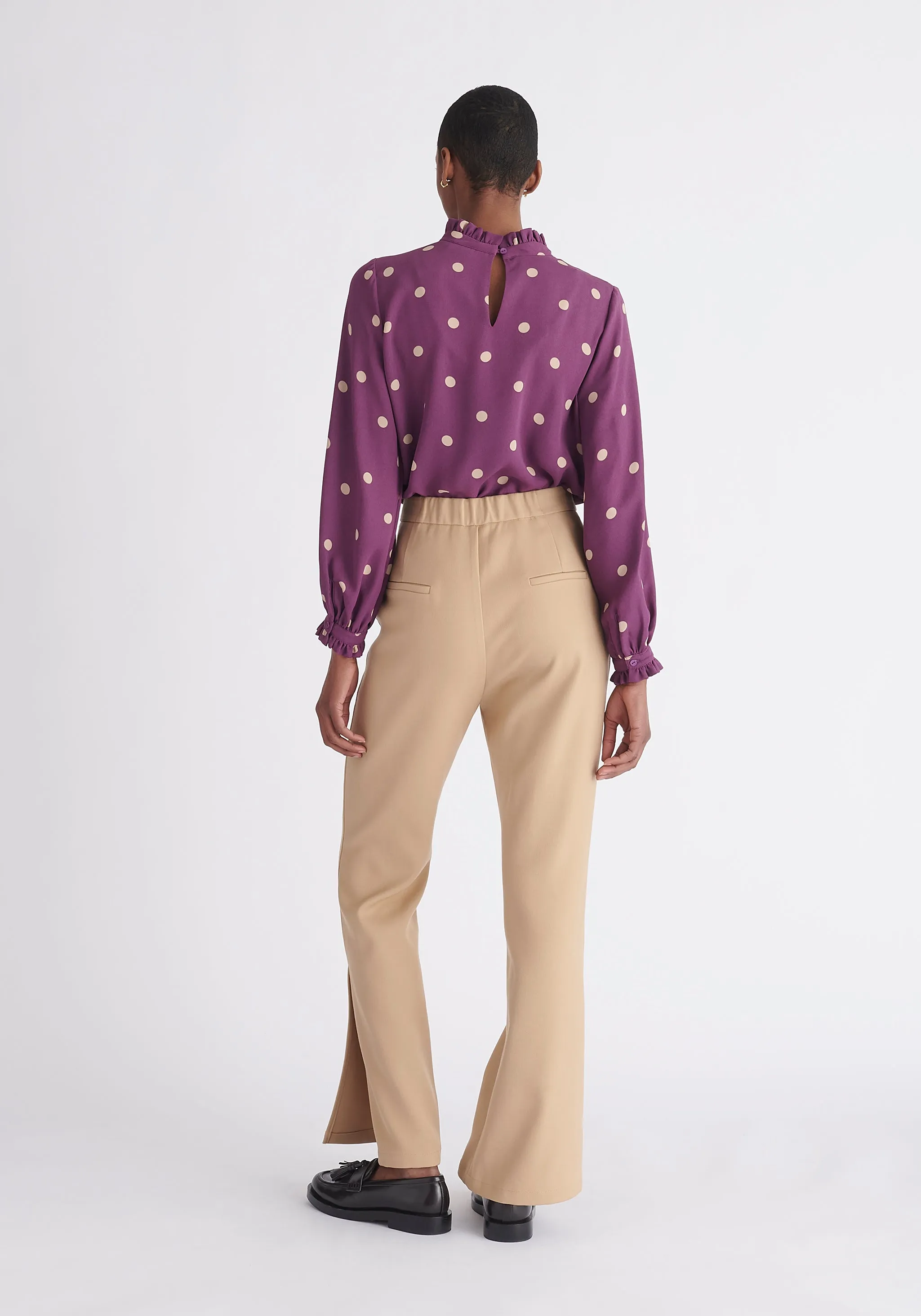 Pleated Collar Polka Dot Blouse