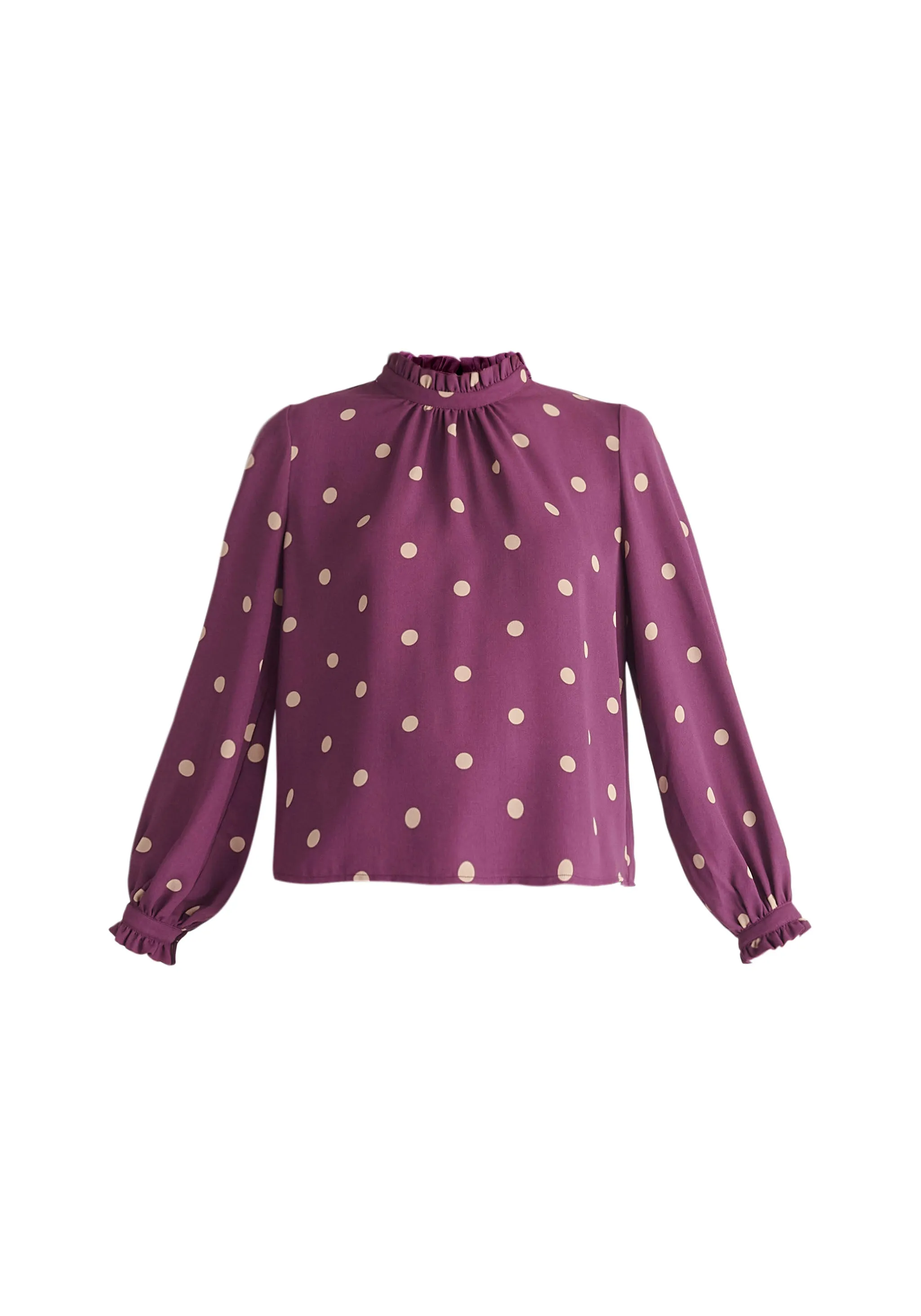 Pleated Collar Polka Dot Blouse