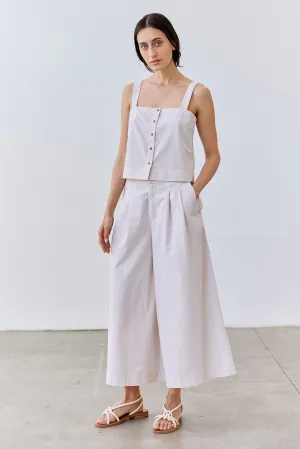 Pleated Wide-Leg Seersucker Cotton Trousers - Crudo