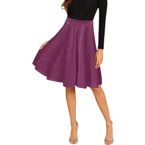 plum solid print 2 Melete Pleated Midi Skirt (Model D15)