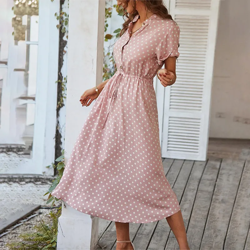 Polka-dot Casual Holiday Midi Dress