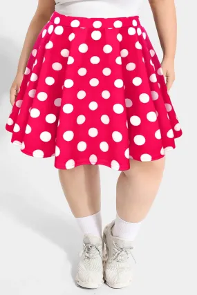 Polka Dot Rise Waist Pleated Flowy Mini Skirt