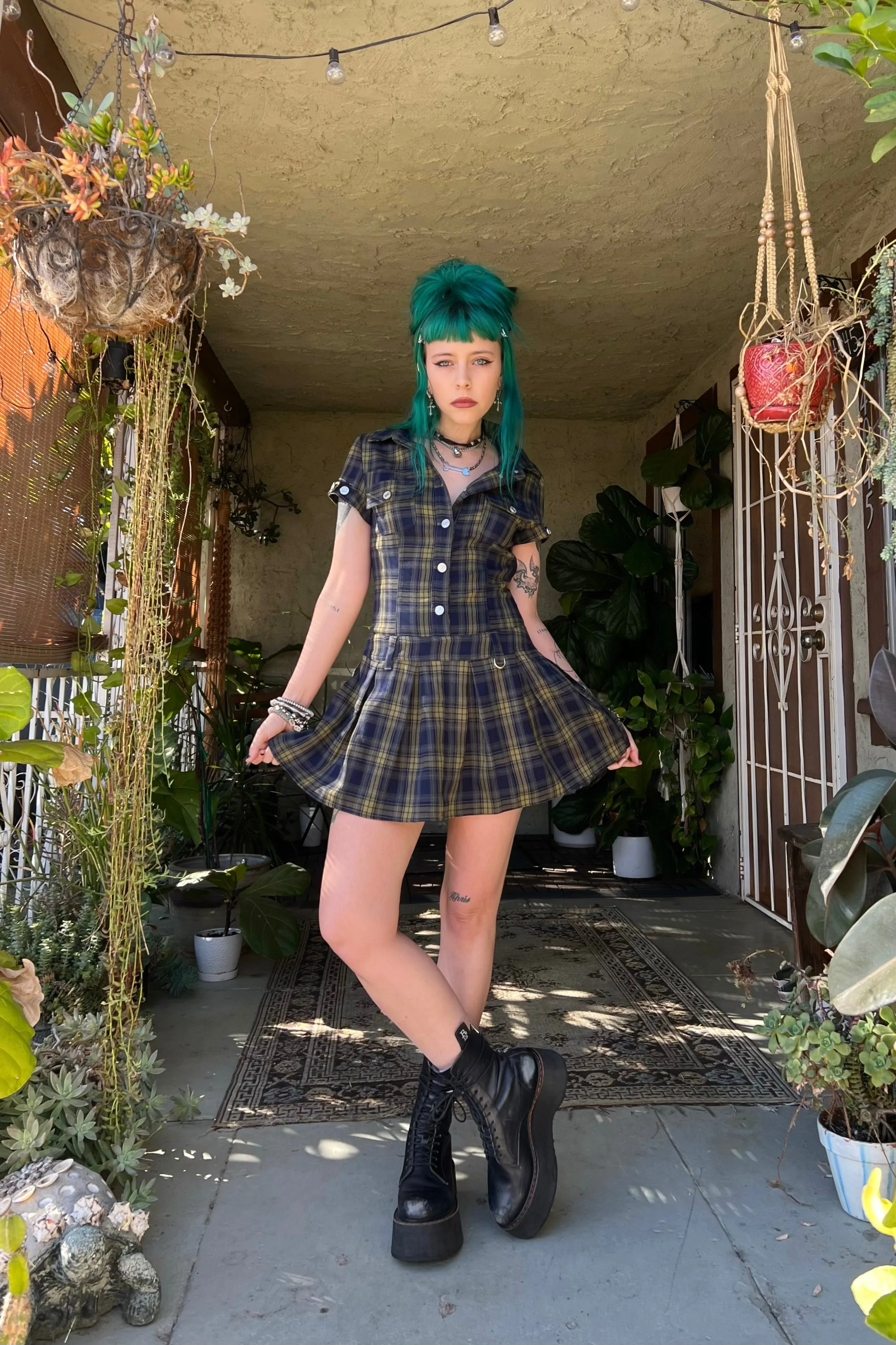 PRE-ORDER: Enid Plaid Mini Dress