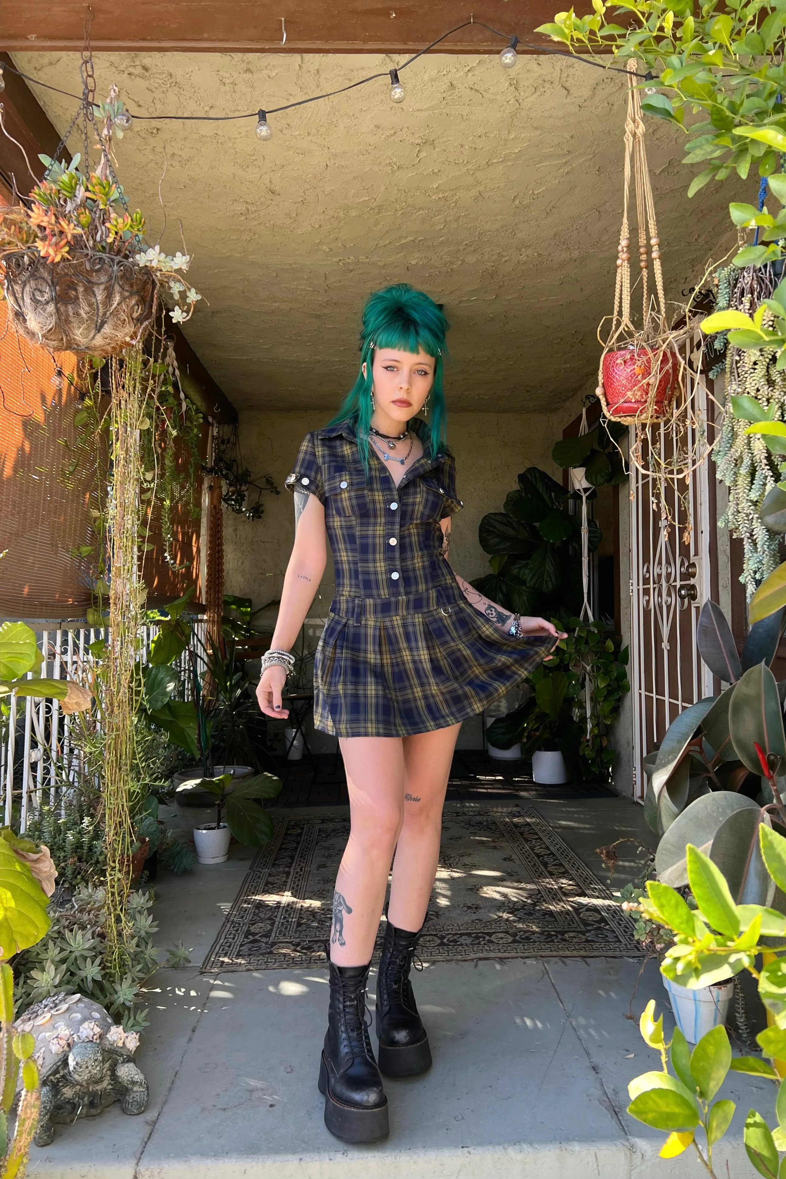 PRE-ORDER: Enid Plaid Mini Dress