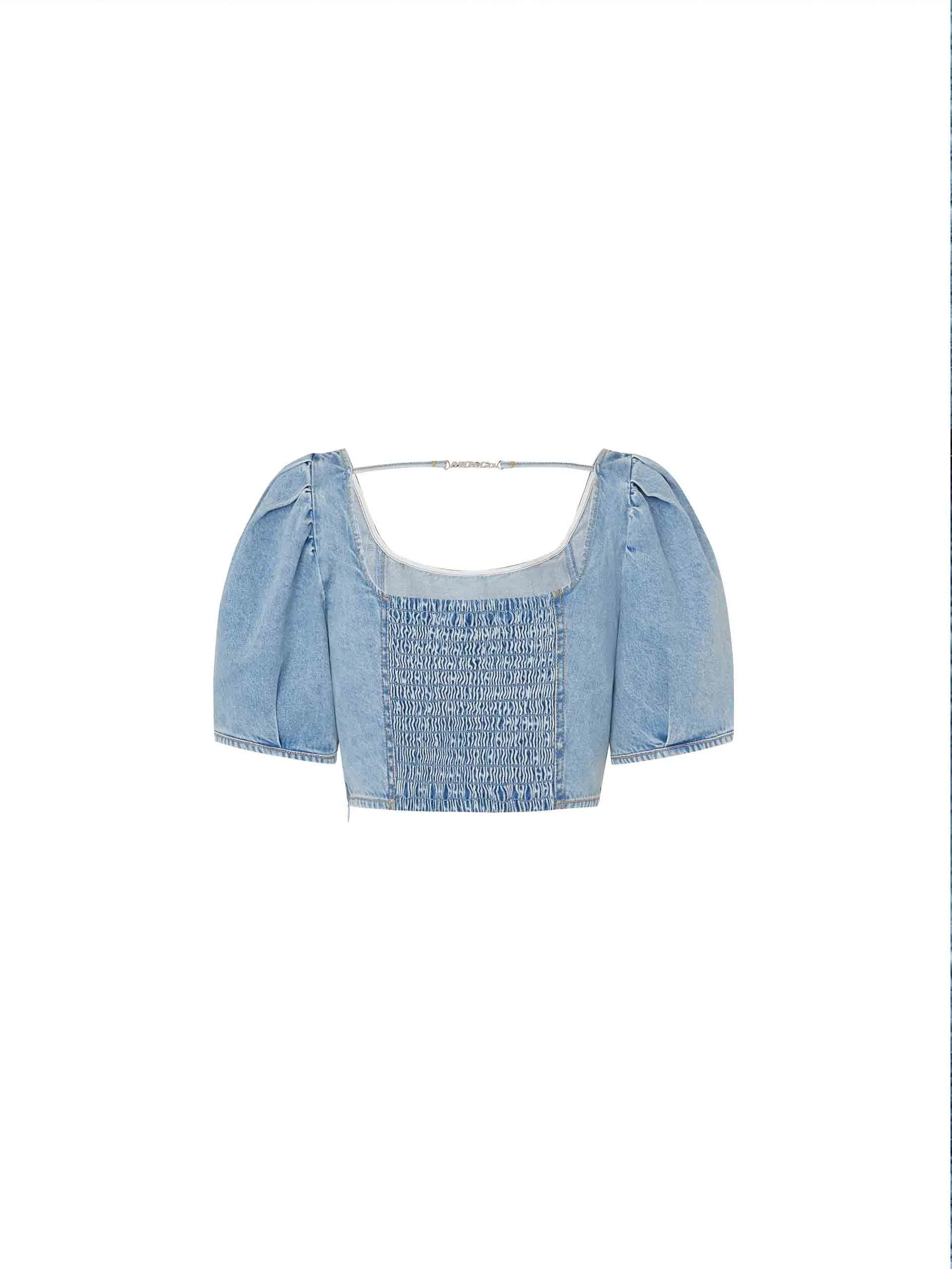 Puff Sleeves Denim Top