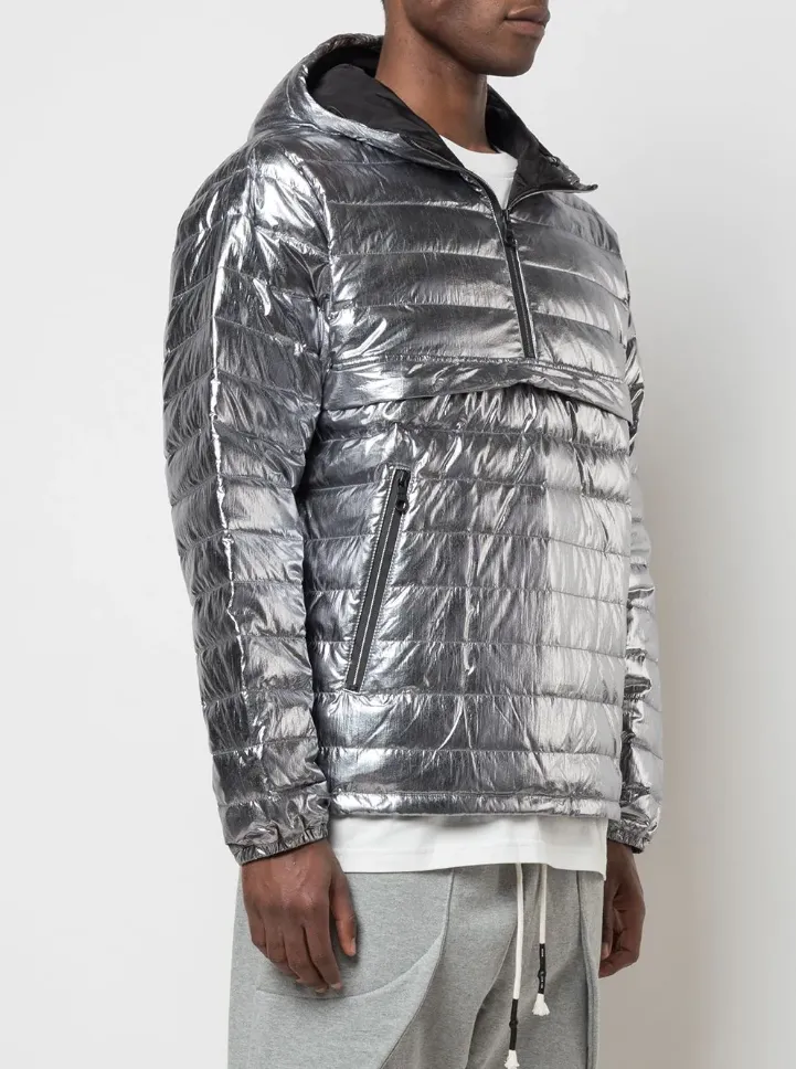 QUARTER ZIP PUFFER JACKET GUNMETAL FOIL