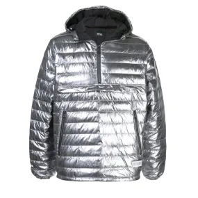 QUARTER ZIP PUFFER JACKET GUNMETAL FOIL