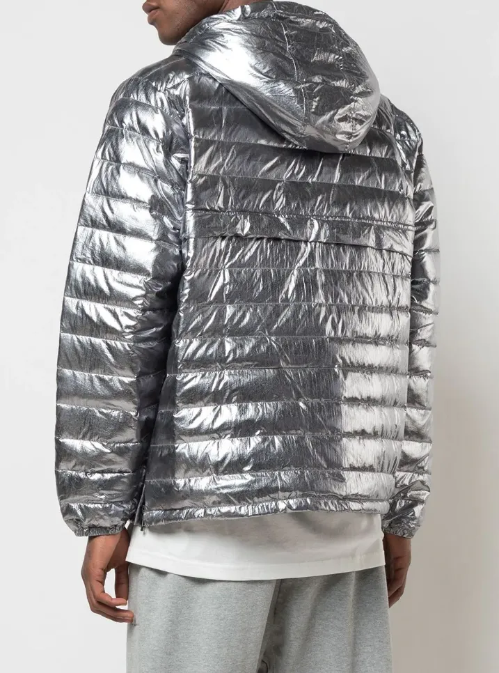 QUARTER ZIP PUFFER JACKET GUNMETAL FOIL