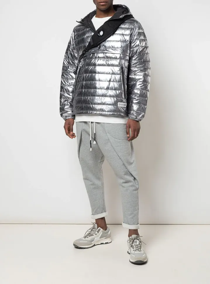 QUARTER ZIP PUFFER JACKET GUNMETAL FOIL