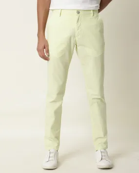 Rare Rabbit Men's Bakes Yellow Solid Mid-Rise Slim Fit Trouser