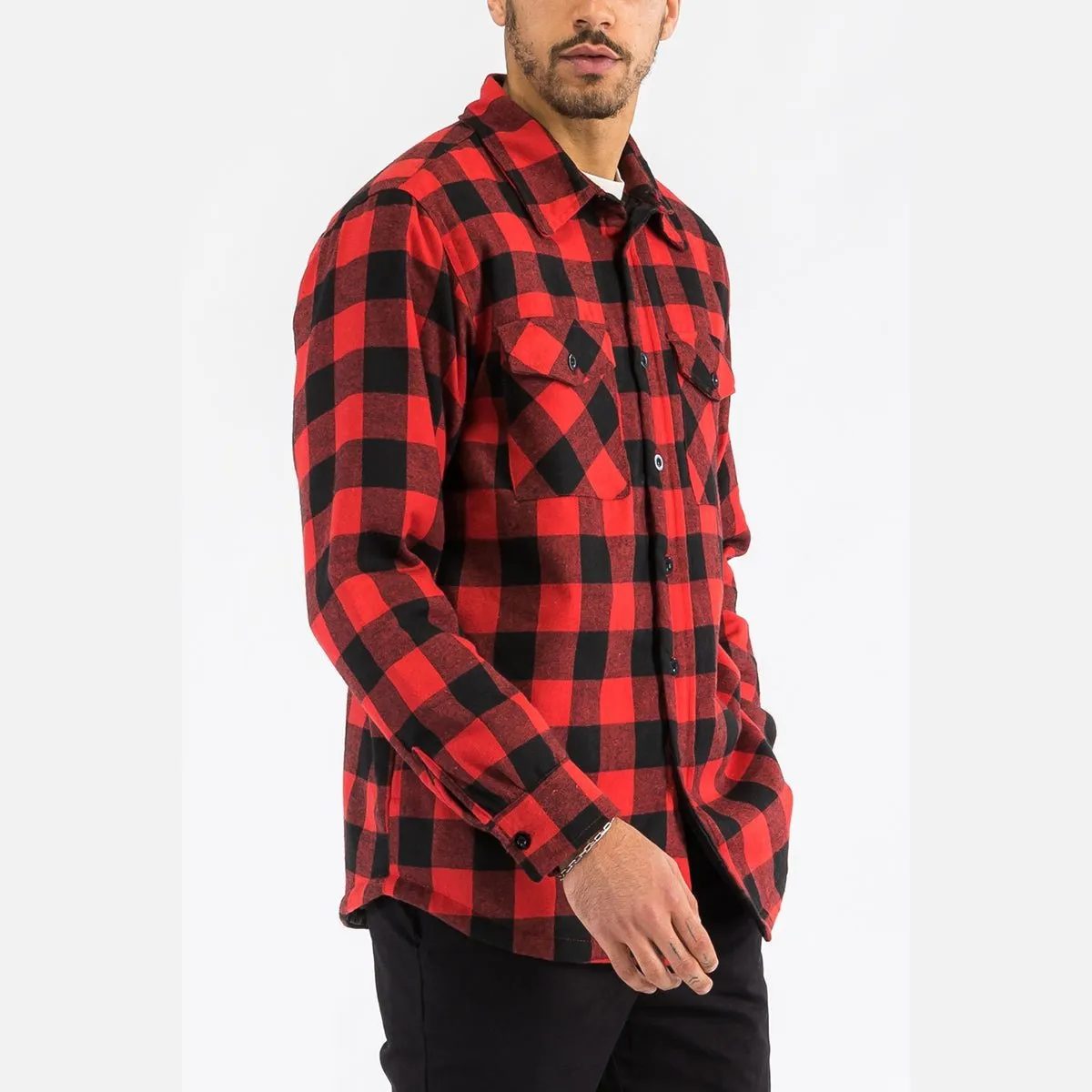 Red & Black Quilted Flannel Shirt