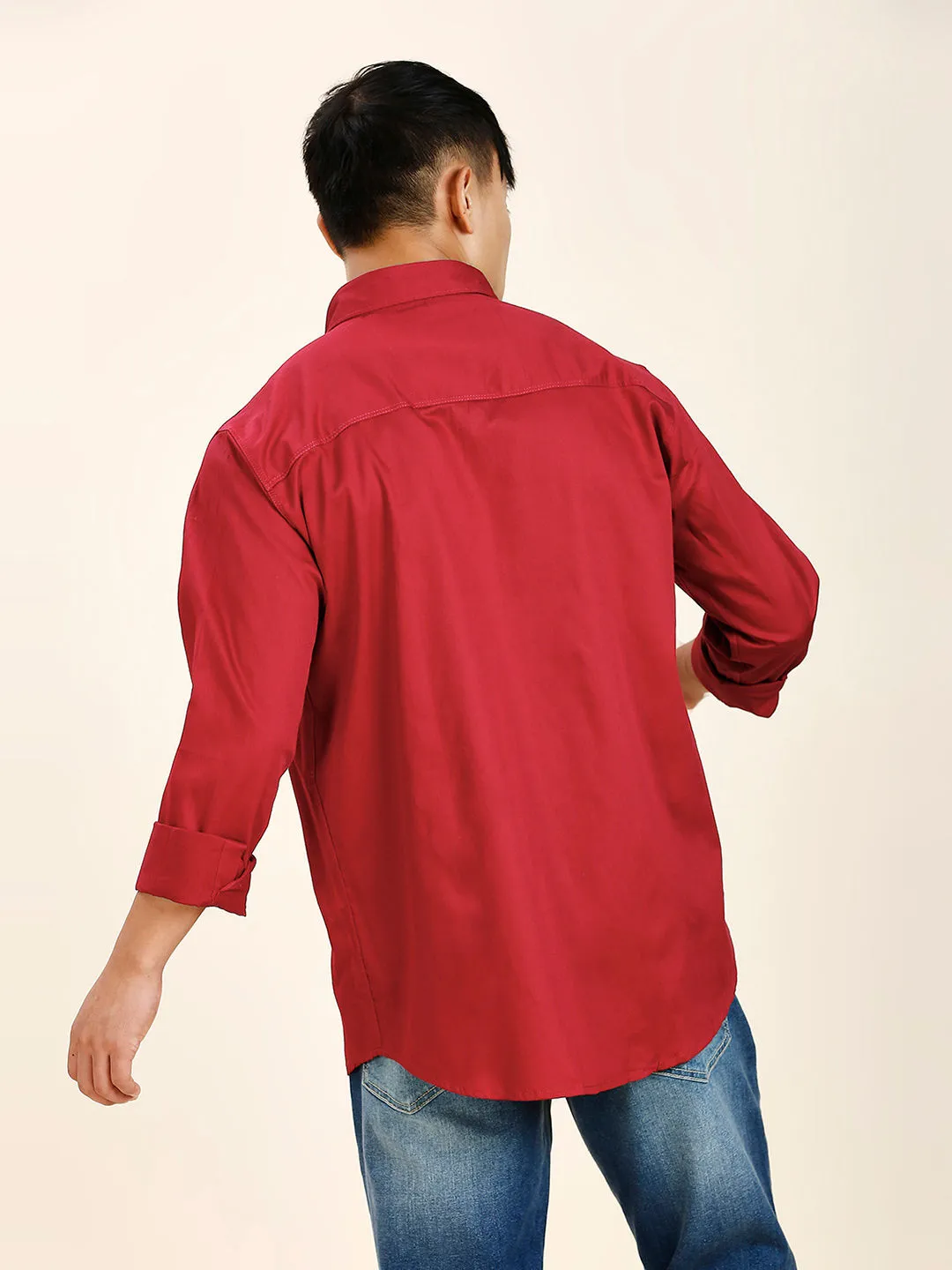 Red Double Pocket Shirt for Men