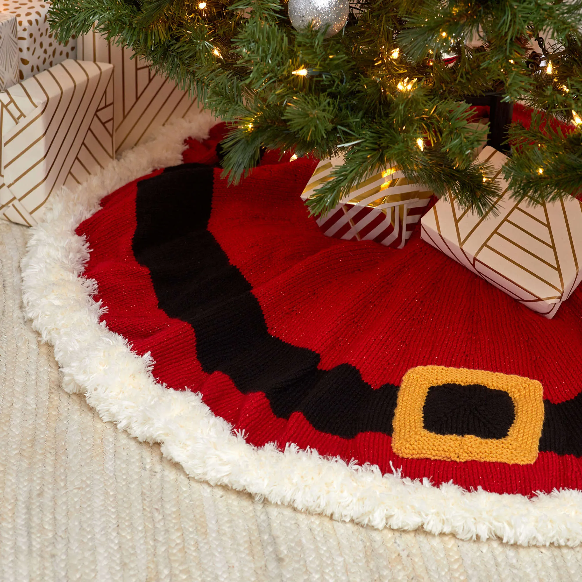 Red Heart Knit Santa's Coat Tree Skirt