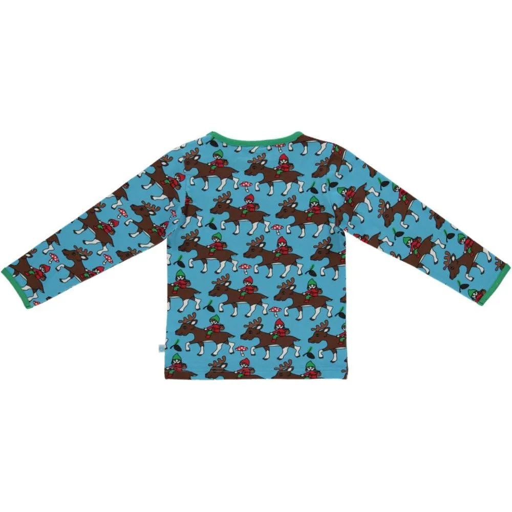 Reindeer Long Sleeve Shirt - Blue Grotto