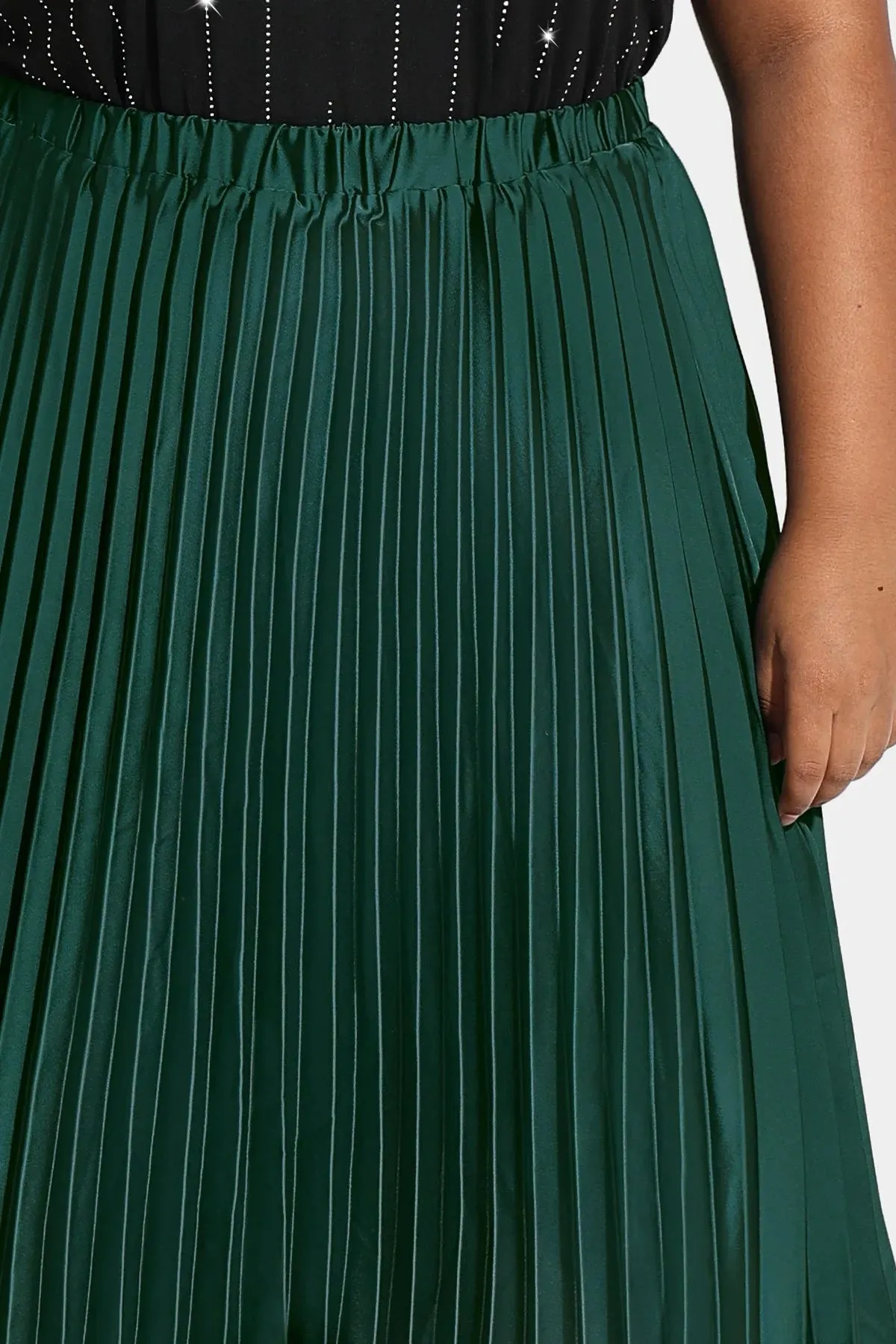 Ritera Supersoft Chic Flowy Pleated Midi Green Skirt