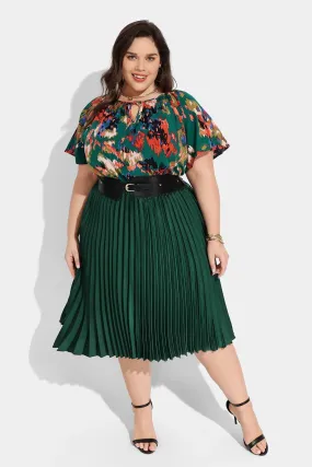 Ritera Supersoft Chic Flowy Pleated Midi Skirt