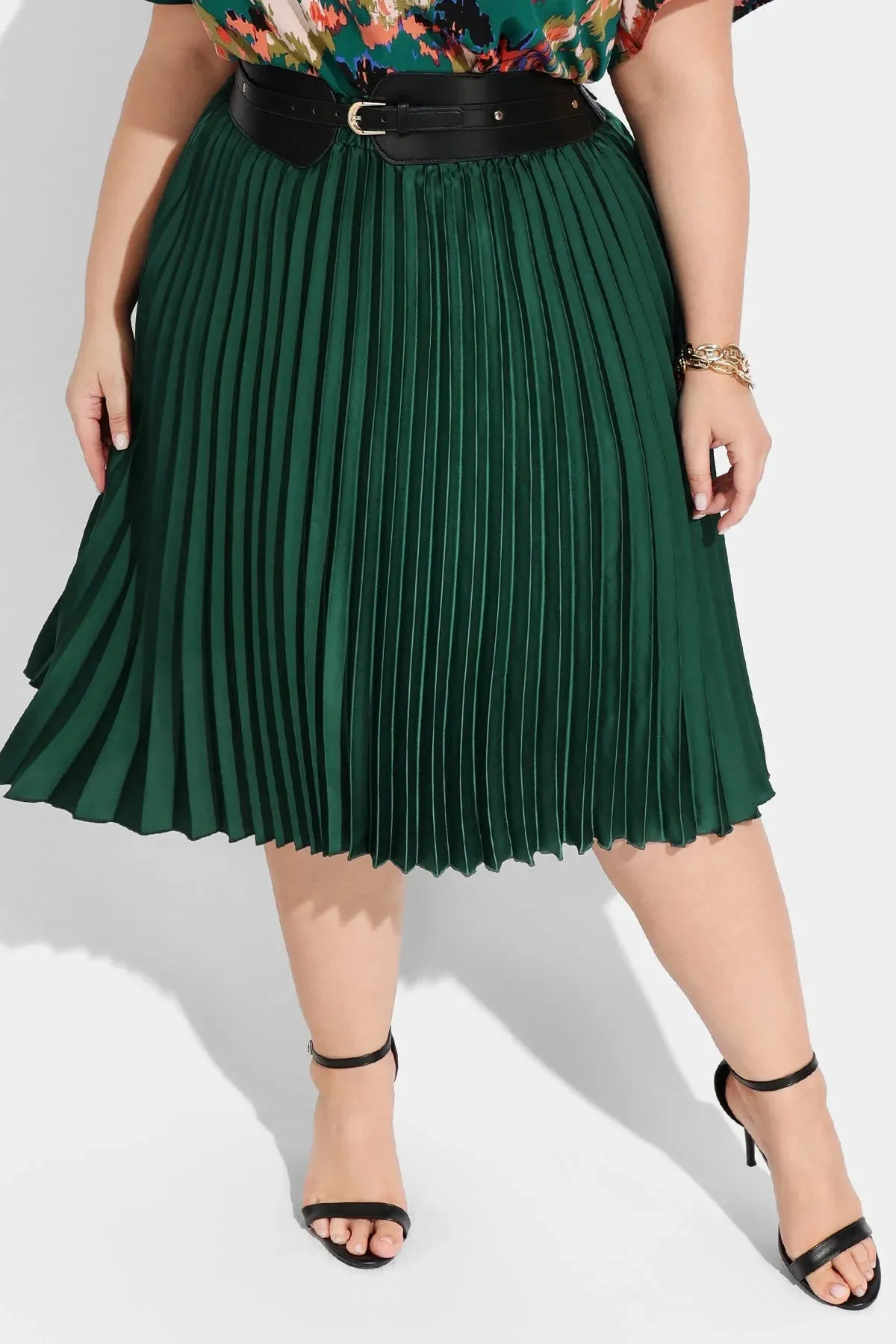 Ritera Supersoft Chic Flowy Pleated Midi Skirt