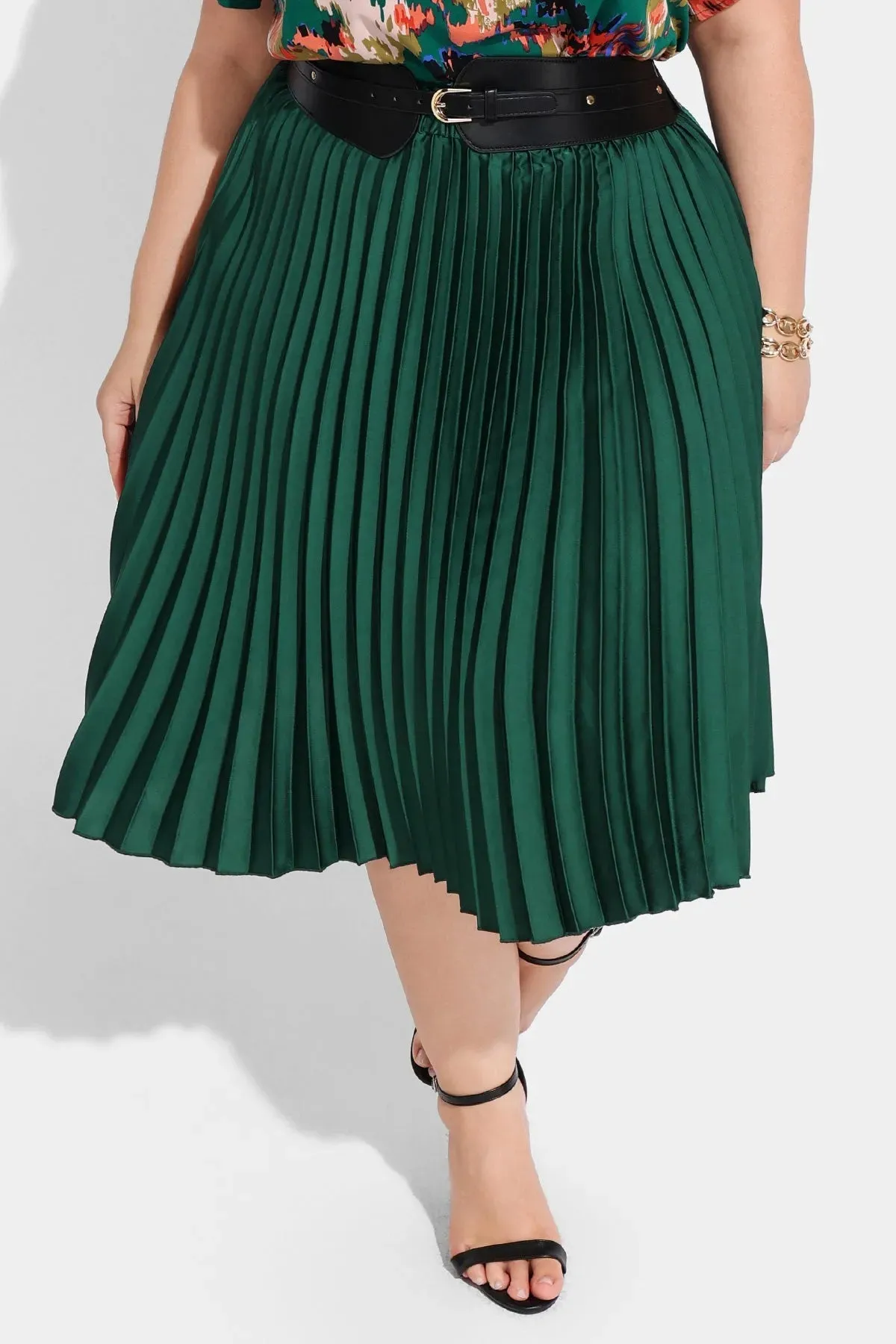 Ritera Supersoft Chic Flowy Pleated Midi Skirt