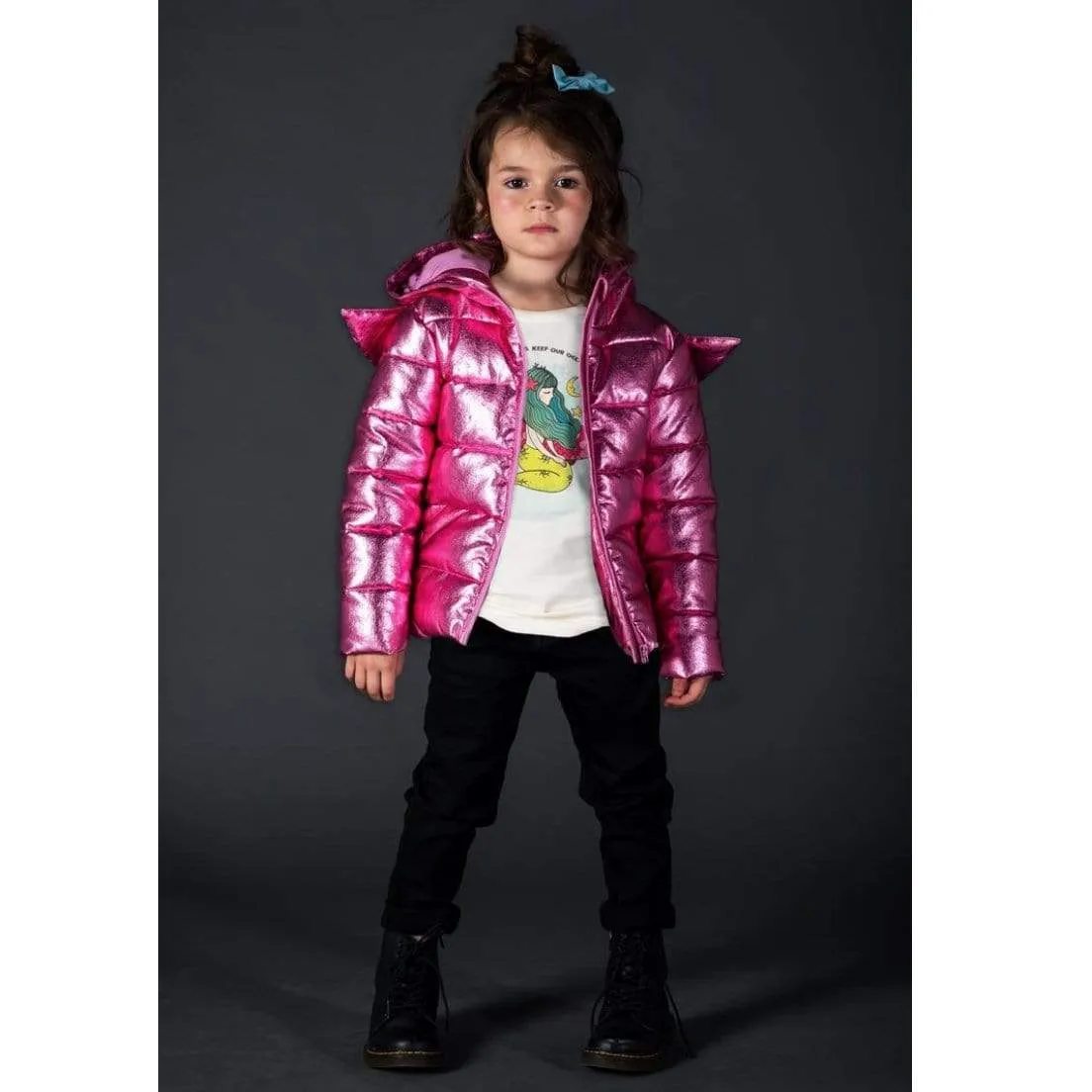 Rock Your Kid Pink Angel Wings Puffer Girls Coat