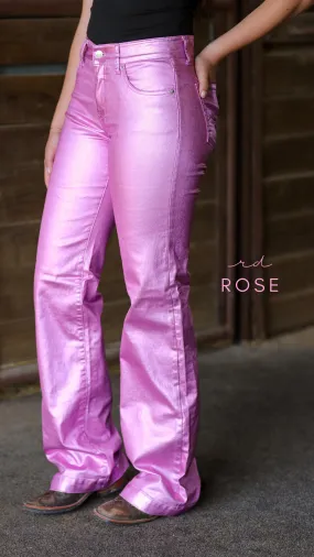 ROSE METALLIC SIGNATURE TROUSER DENIM