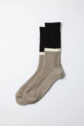 Rototo Bicolor Ribbed Socks / Black Grey