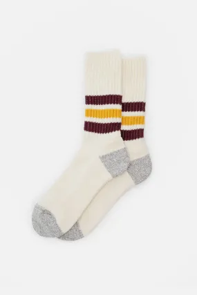 Rototo Coarse Ribbed Old School Socks / Bordeaux Yellow