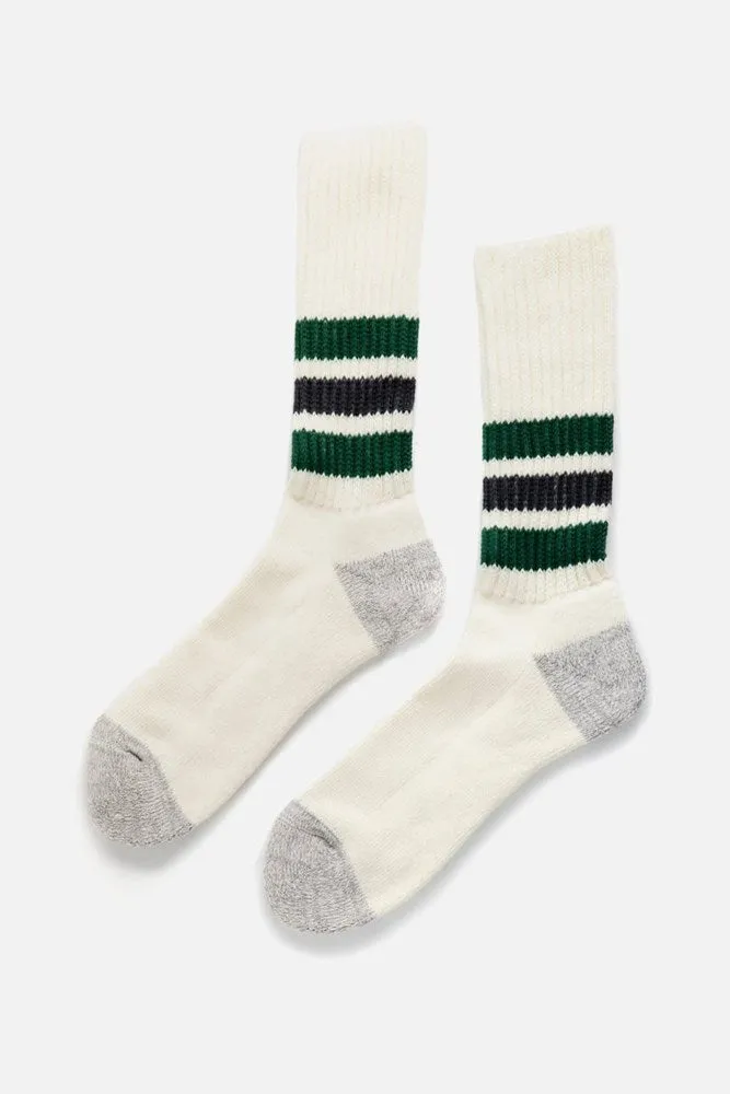 RoToTo Coarse Ribbed Old School Socks / Green Charcoal