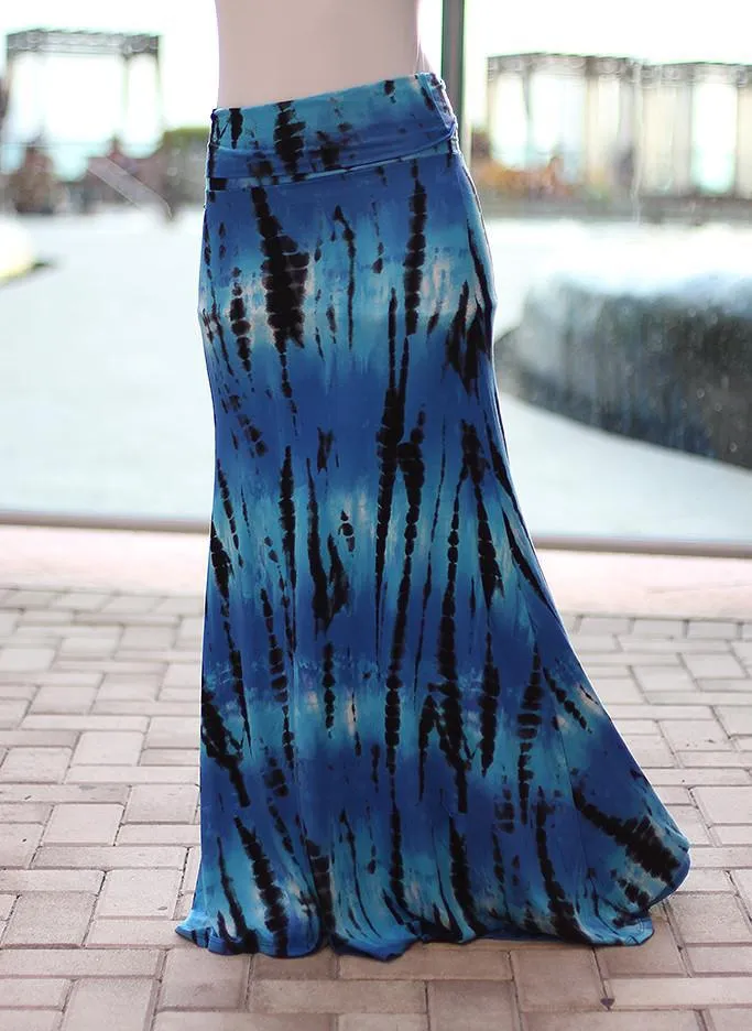 Royal Blue Tie Dye Long Skirt