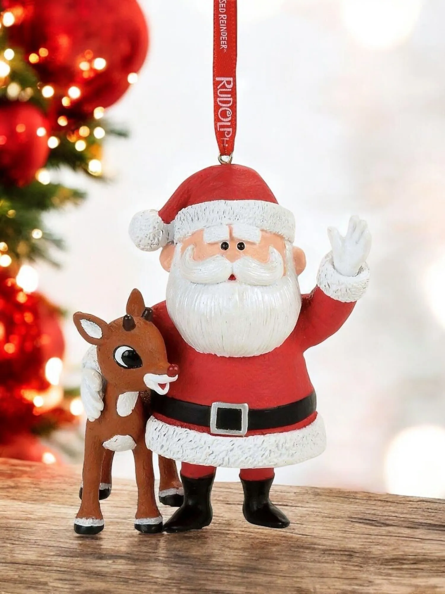 Rudolph and Santa Ornament