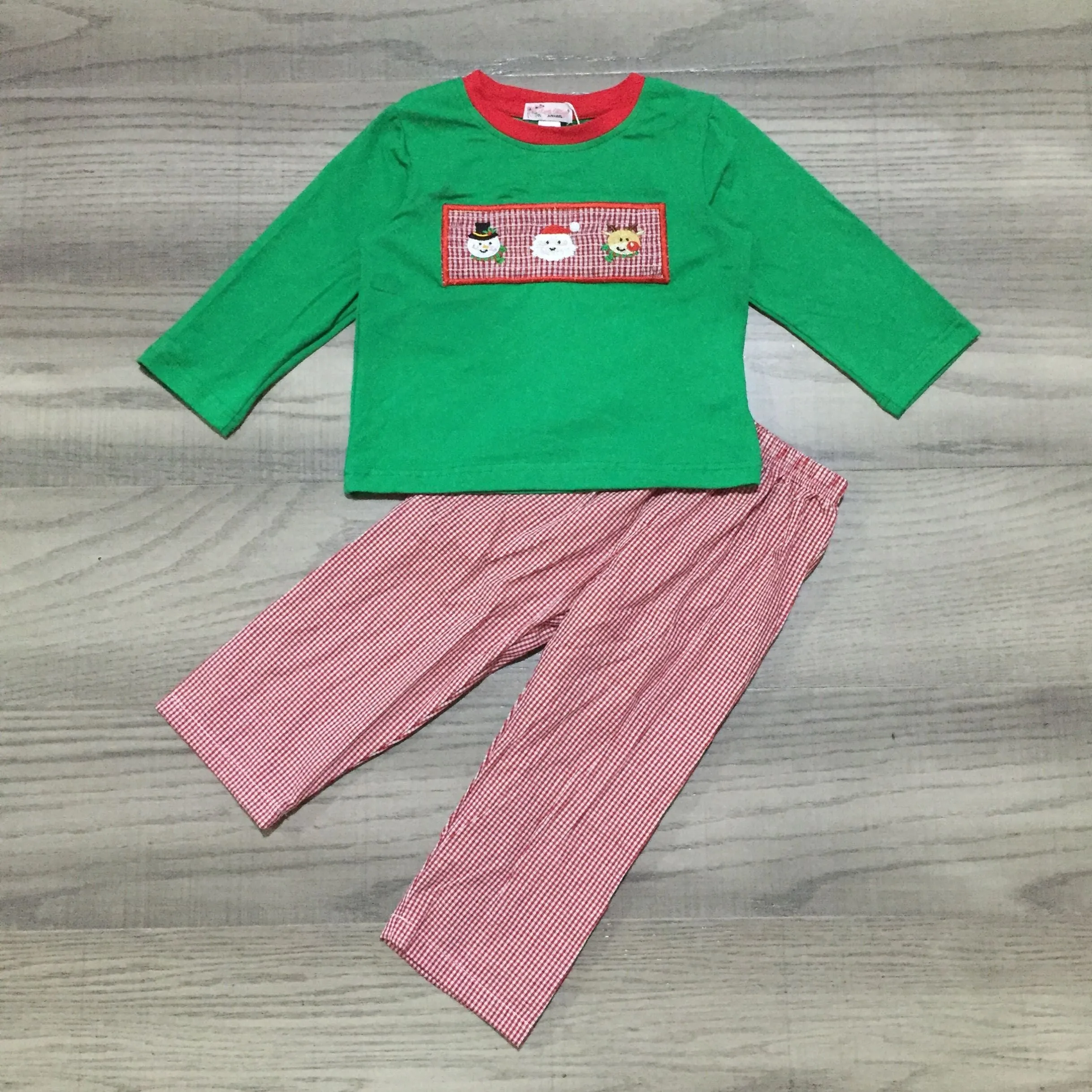 Santa and Friends Smocked 2 Piece Pant Set