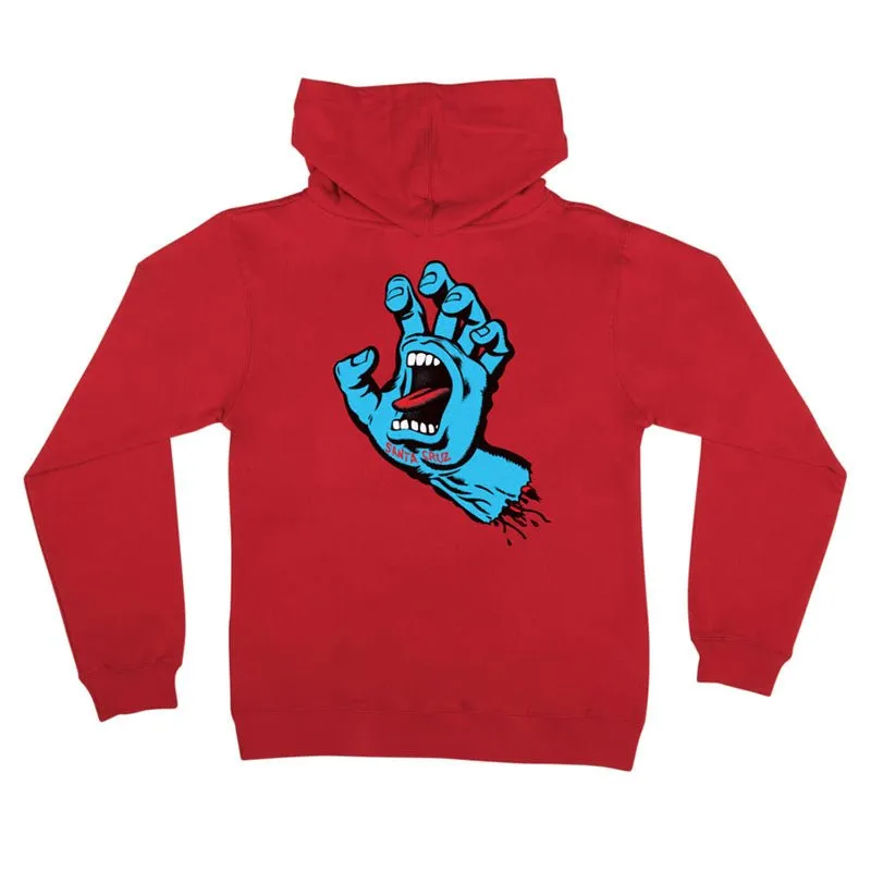 Santa Cruz Screaming Hand P/O Hooded Midweight Sweatshirt Youth Red