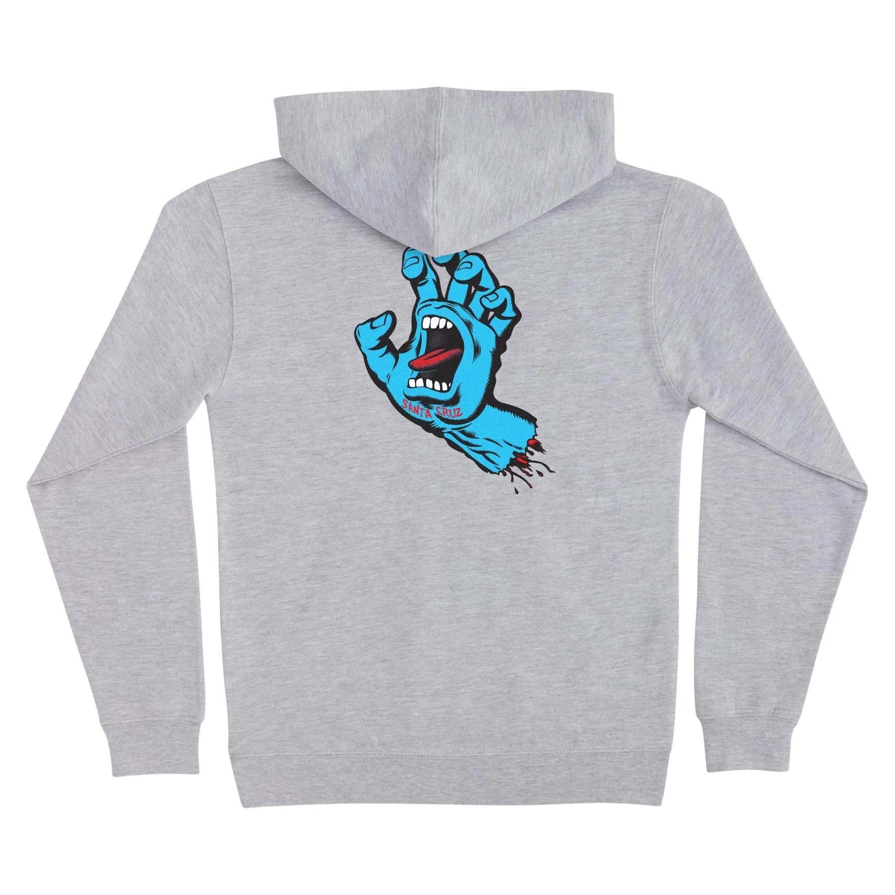 SANTA CRUZ YOUTH HOOD SCREAMING HAND HEATHER GREY