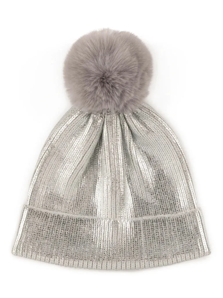 SHI Jax Metallic Beanie in Silver