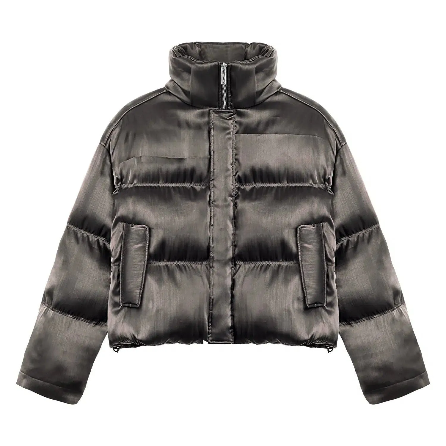 Shiny Side Pocket Puffer Jacket