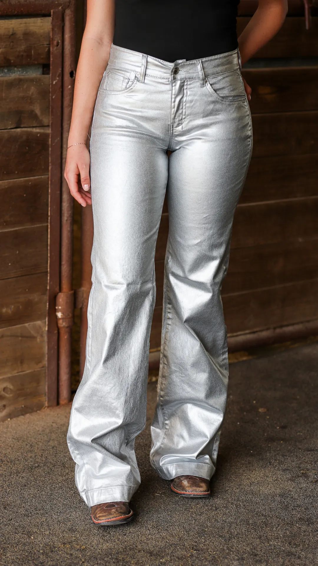 SILVER METALLIC SIGNATURE TROUSER DENIM