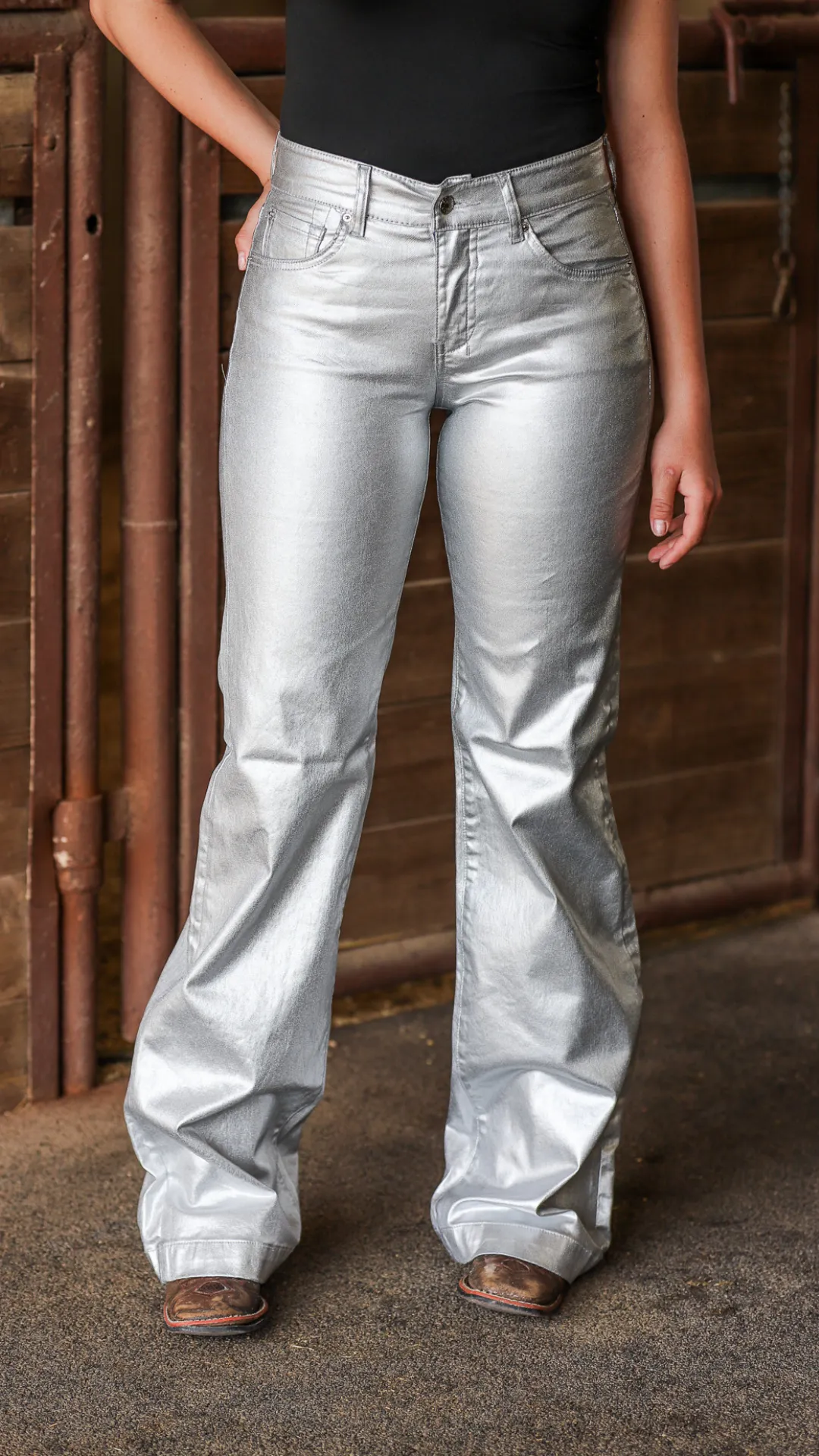 SILVER METALLIC SIGNATURE TROUSER DENIM