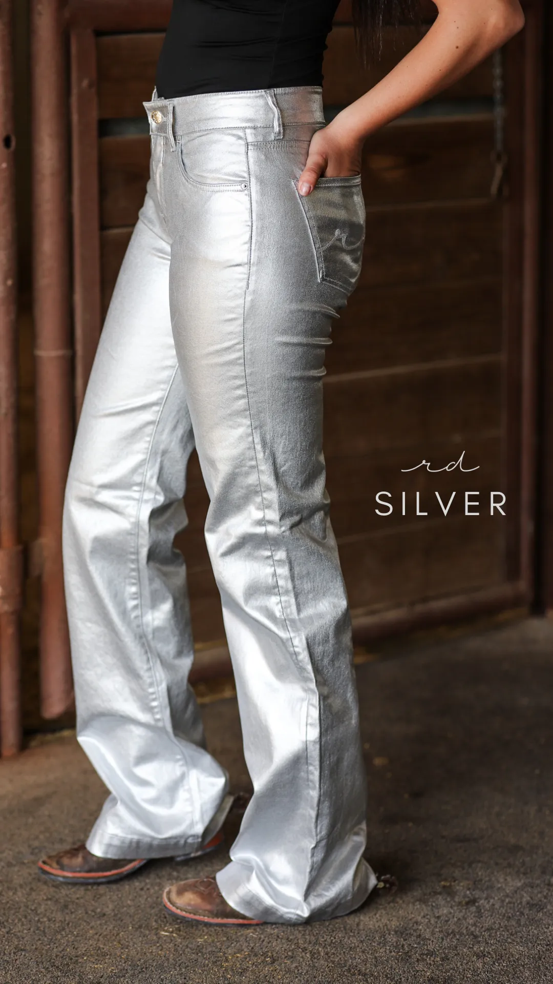 SILVER METALLIC SIGNATURE TROUSER DENIM