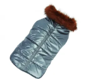 Silver Puffy Dog Coat