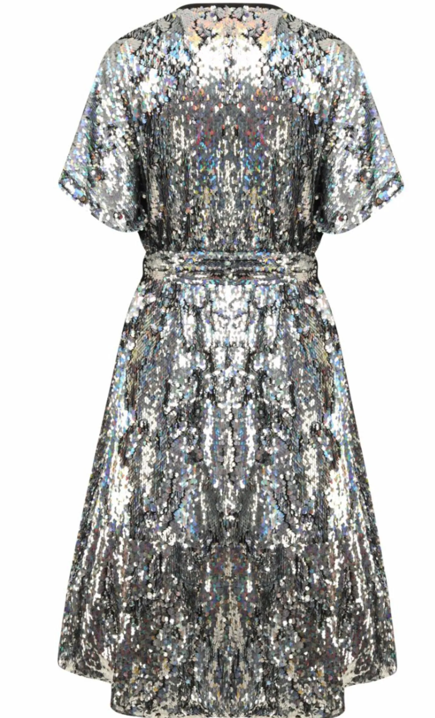 Silver Sequin Wrap Dress by Love ur Look