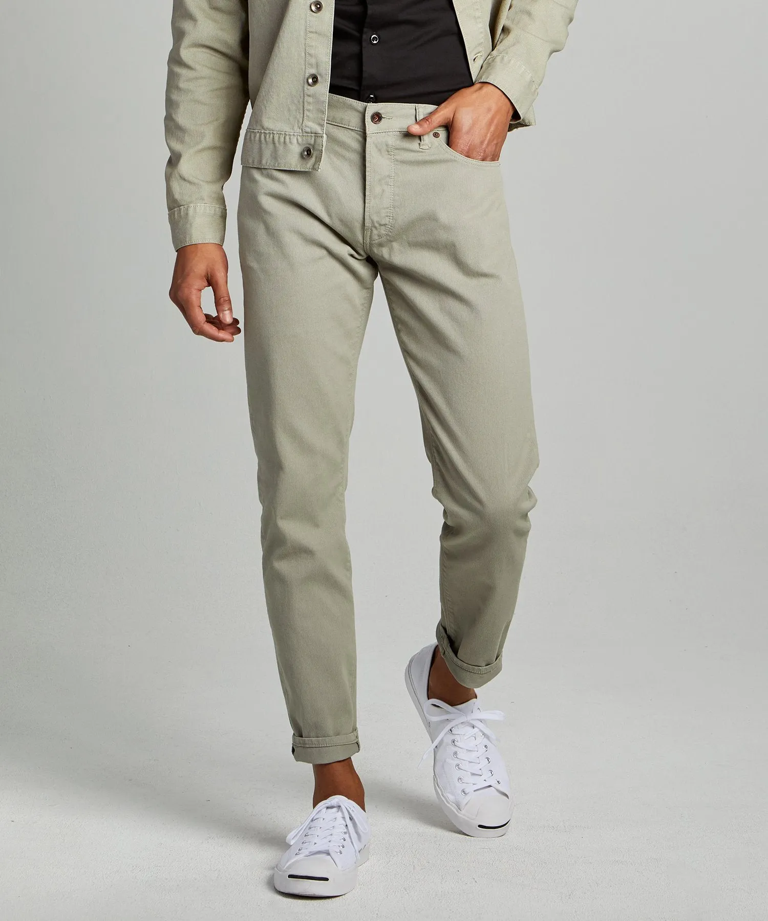 Slim 5-Pocket Bedford Cord Pant in Cactus