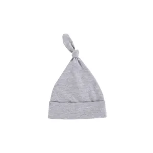 Soft Top Knot Baby Beanie Hat in Dark Grey