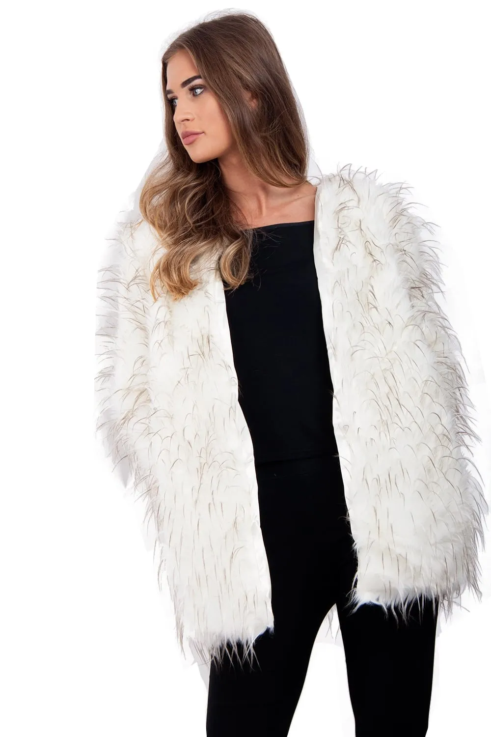 Spike Faux Fur Shaggy Coat Jacket