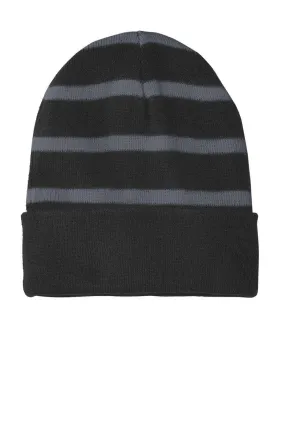 Sport-Tek STC31: Striped Beanie with Solid Band