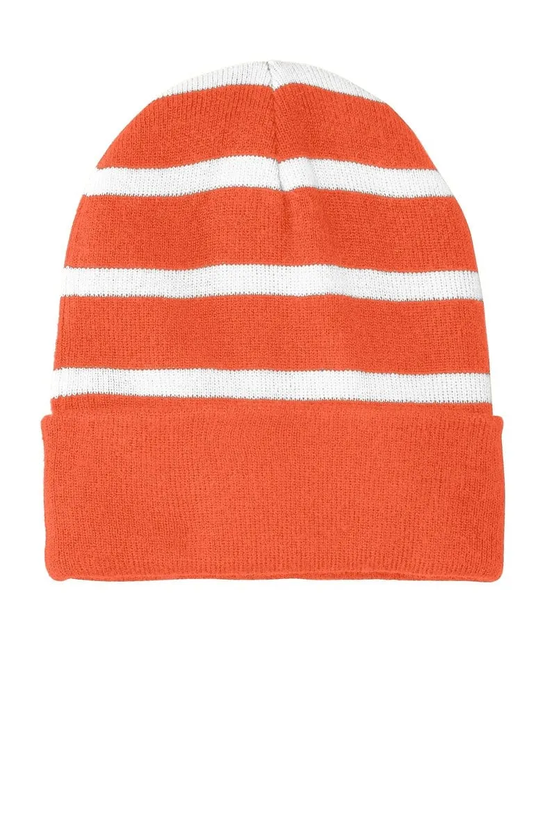 Sport-Tek STC31: Striped Beanie with Solid Band