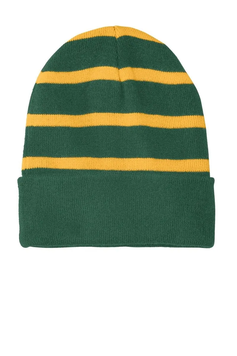 Sport-Tek STC31: Striped Beanie with Solid Band